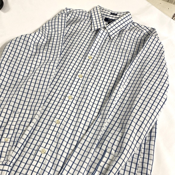 J CREW Mens wrinkle free Button down shirt.  Blue window pane. - Picture 1 of 5